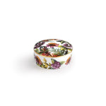Portagioie Exotic Jungle White in porcellana con coperchio decorato e bordo oro