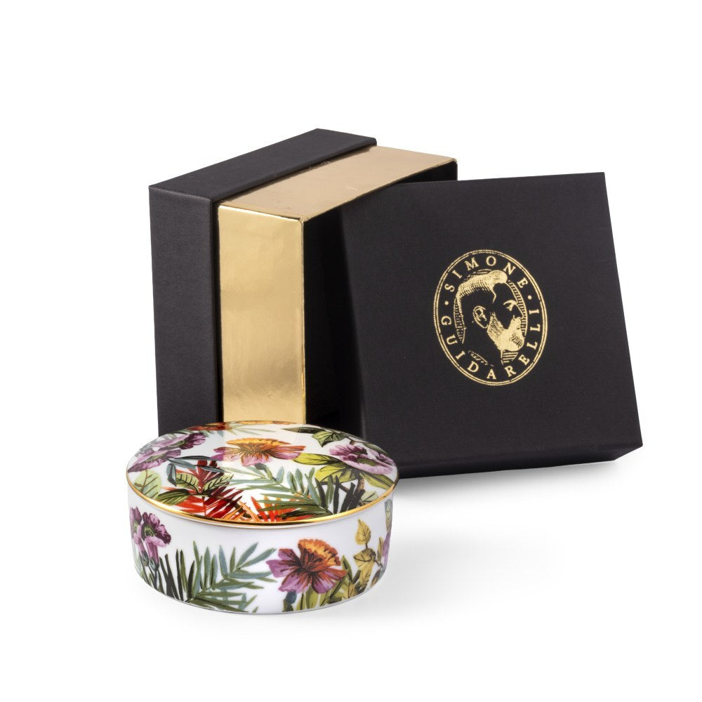 Portagioie Exotic Jungle White Simone Guidarelli con elegante scatola regalo nera e oro