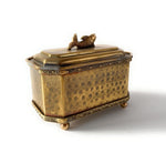 Portaoggetti in metallo dorato con coperchio e pesce decorativo, stile classico

