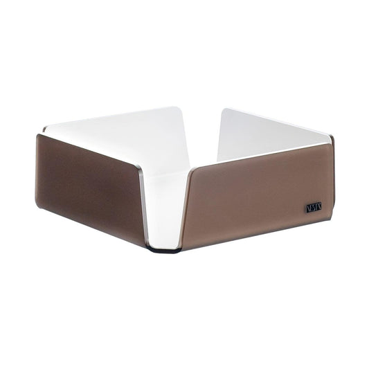 Portatovaglioli grande Vesta in acrilico marrone interno bianco , design moderno e artigianale, disponibile in tre colori eleganti