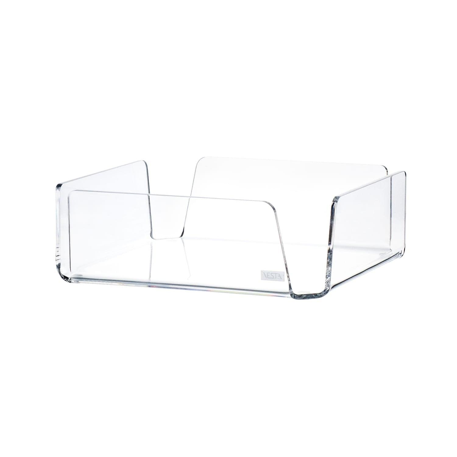 Portatovaglioli design moderno Vesta in acrilico trasparente, lavorato a mano in Italia, disponibile in tre colori eleganti

