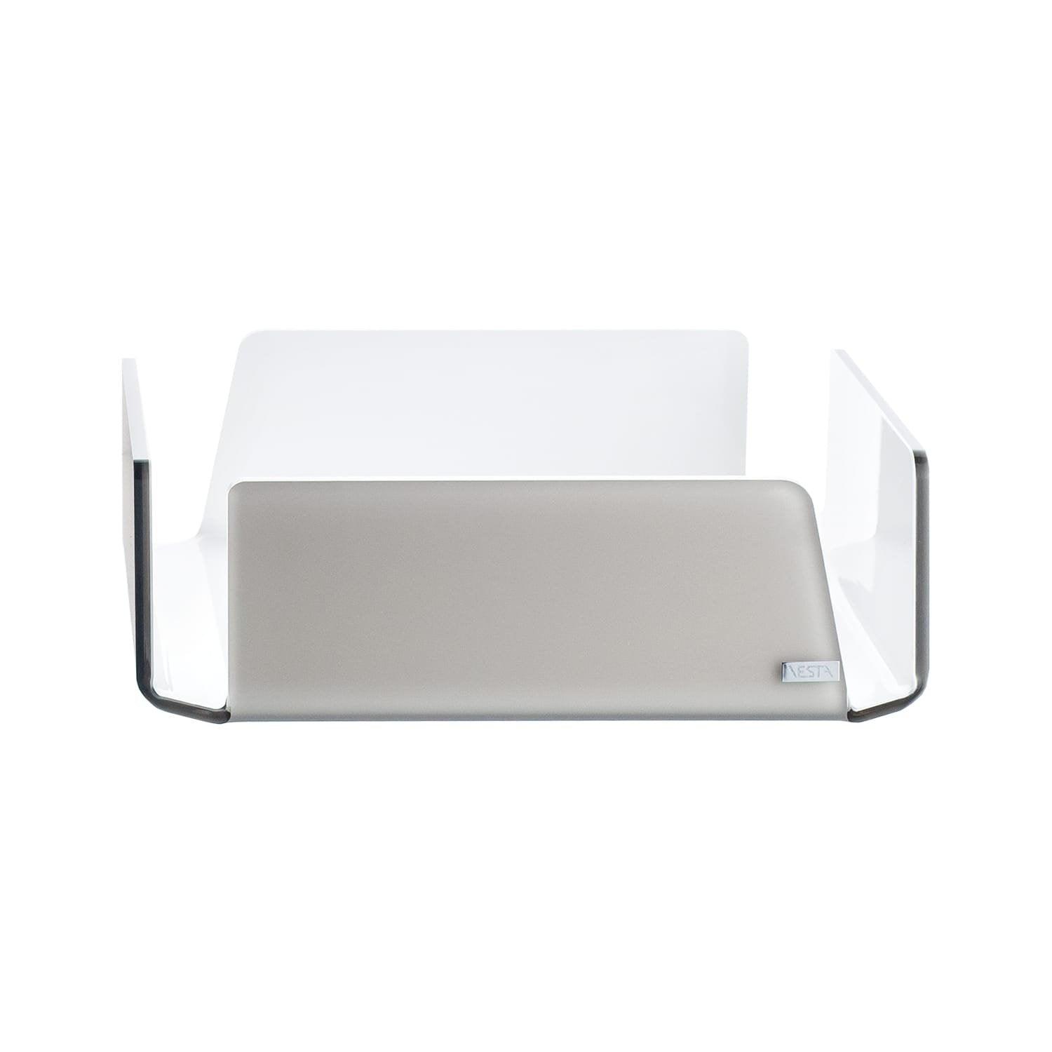 Portatovaglioli design moderno Vesta in acrilico tortora interno bianco, lavorato a mano in Italia.
