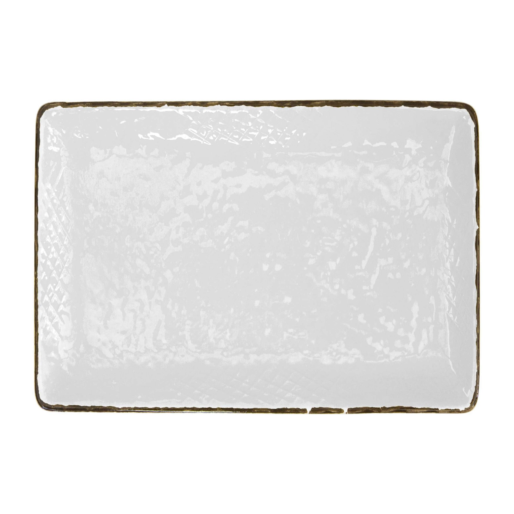 Vassoio rettangolare bianco in ceramica artigianale Preta Arcucci, materico, lavabile in lavastoviglie e adatto al microonde