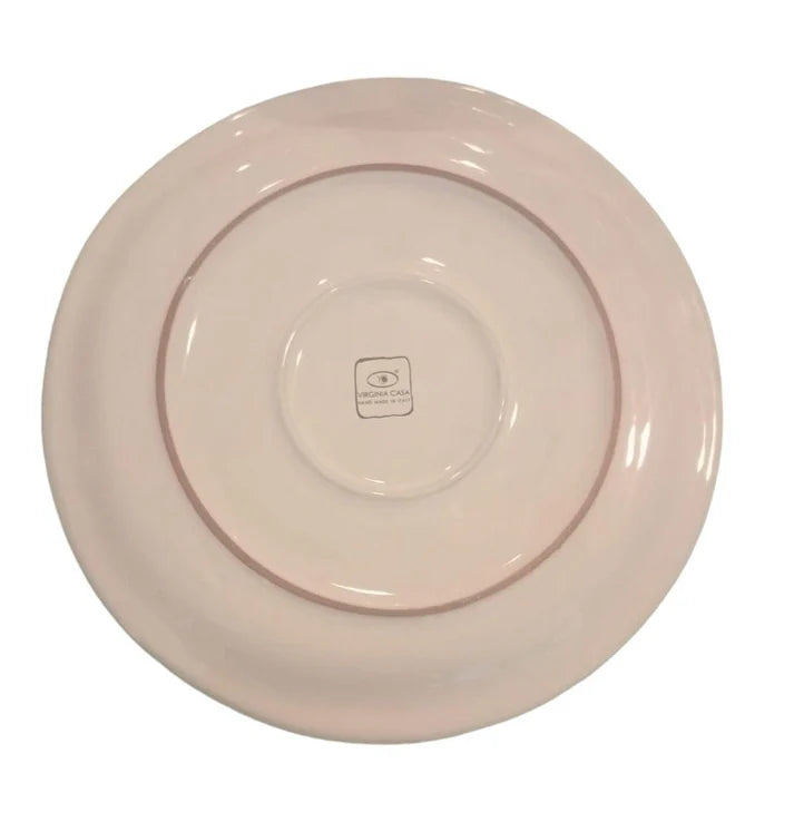 Retro piatto in ceramica artigianale linea Cervo di Virginia Casa, con logo Virginia Casa dipinto a mano