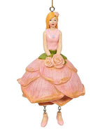 Fairy Flower artigianale a forma di rosa rosa con due rose tra le mani in resina dipinta, decorazione creativa da appendere o usare come segnaposto o nappa per mobili