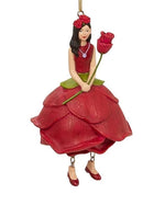 Fairy Flower artigianale a forma di rosa rossa in resina dipinta, decorazione creativa da appendere o usare come segnaposto o nappa per mobili