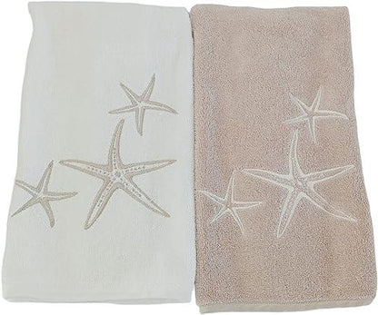 2-piece Towel Set (Face / Guest) fine cotton with embroidery, Luxury Yacht collection (Starfish)