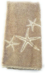 Asciugamano ospite con ricamo stelle marine su fondo beige – Linea Stelle Marine Made in Italy
