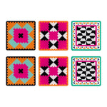 Sottobicchieri acrilici Vesta modello Ethnic, fatti a mano in Italia con design geometrico e colori vivaci