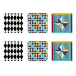 Sottobicchieri acrilici Vesta modello Foulard, fatti a mano in Italia, con motivi grafici rétro e ispirazione foulard couture