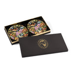 Set di 2 piattini pane midnight Exotic Jungle di Simone Guidarelli con confezione regalo nera e dettagli oro.
