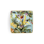 Svuotatasche quadrato Exotic Jungle Heavenly Simone Guidarelli in porcellana con bordo oro