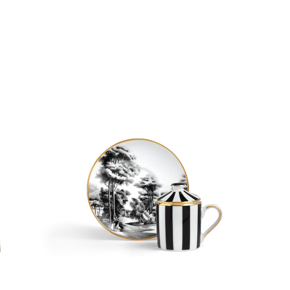 Set tazzina caffè décor Imperial Garden  Souvenirs de Voyage in porcellana e oro