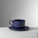 Set tazza e piattino Teatime blu in melamina lavabile in lavastoviglie Mario Luca Giusti