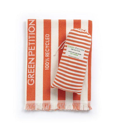 DELMOR model beach towel 180 cm x 100 cm by Green Petition, Color: TANGERINE (orange/white)