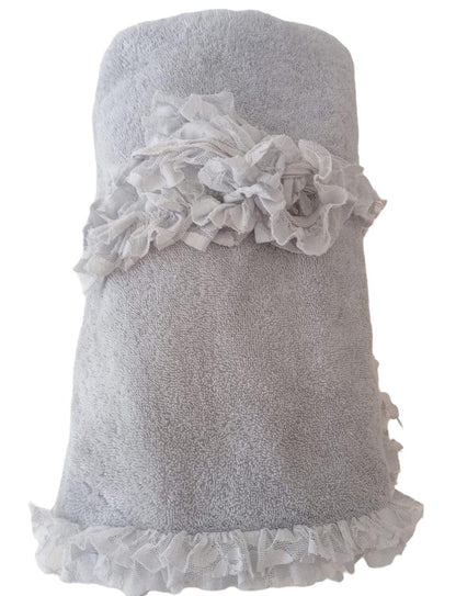 Telo mare Chic in puro cotone decorato con pizzo, prodotto tessile italiano collezione Chez Moi - Colore: Bianco
