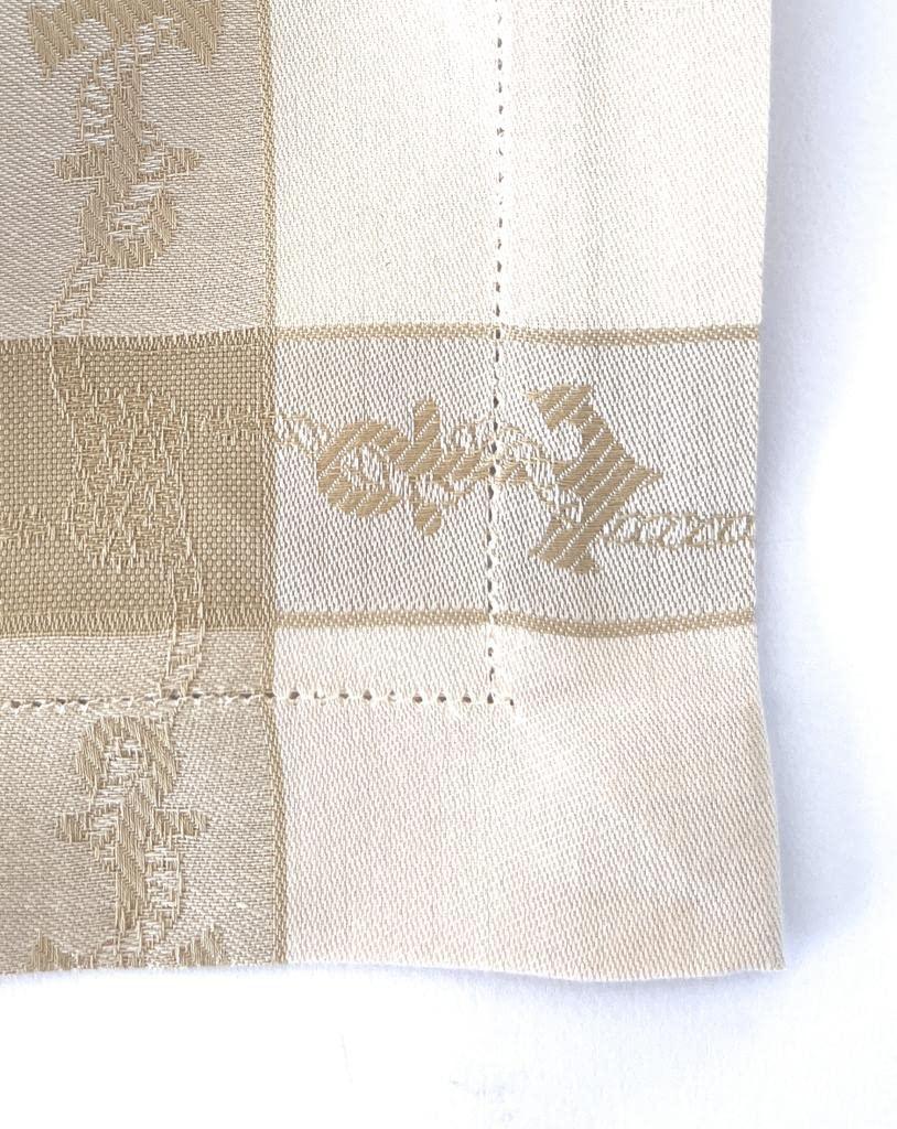 Tablecloth with 12 napkins (Table Service), Rectangular 12 Pers, Pure Cotton Flanders, embroidery: dolphins and anchors