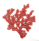 Retro ricamo corallo rosso artigianale su americano in cotone

