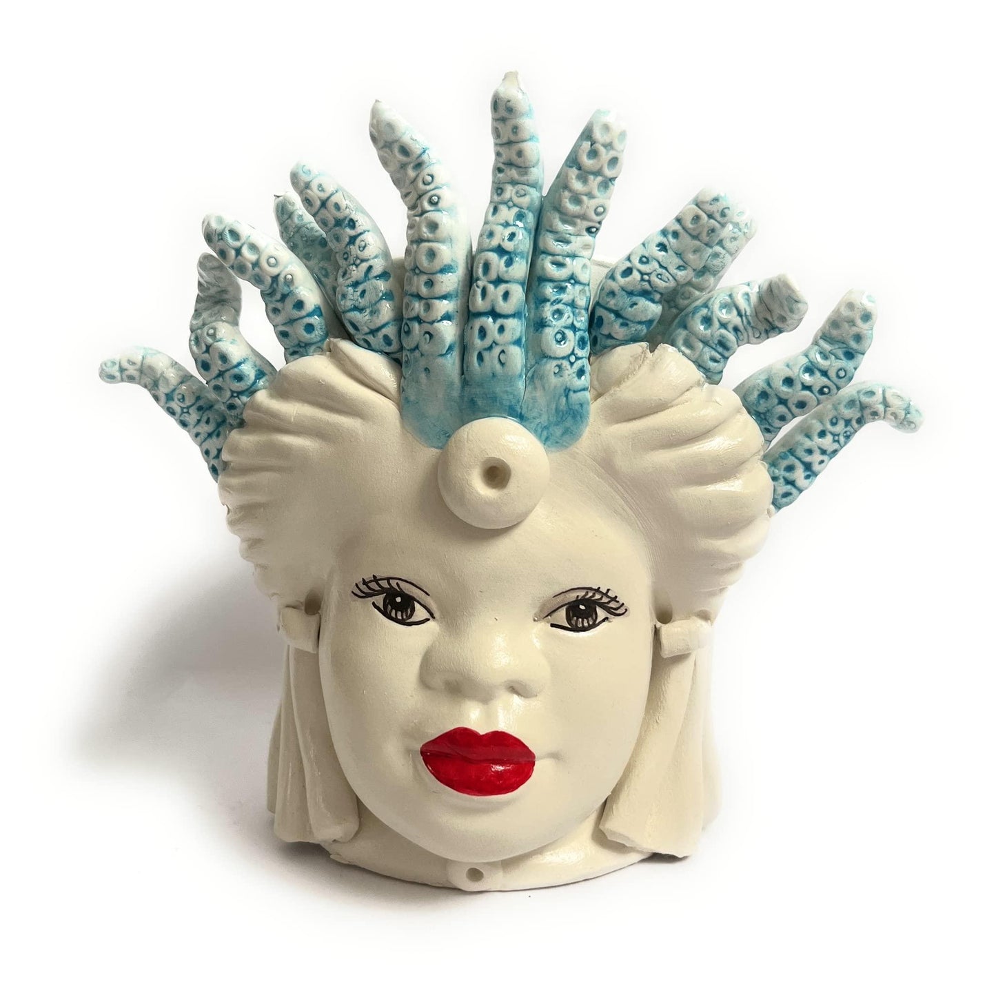 Vase Moro Small Medusa Woman, conçu par Abhika, céramique faite à la main 100% fabriquée en Italie