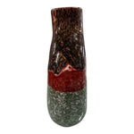 Vaso in ceramica multicolore con finitura lucida, visto lateralmente.
