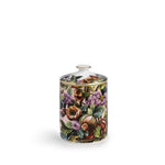Contenitore con coperchio Jungle Rose in porcellana con decori botanici trop




