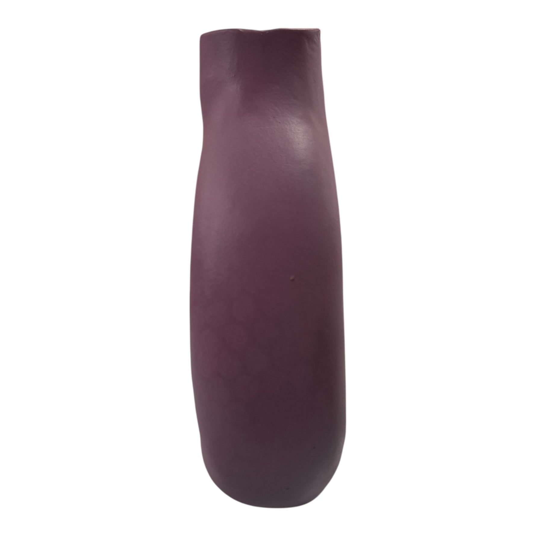 Vaso artigianale lavanda visto di lato, forma moderna e scultor