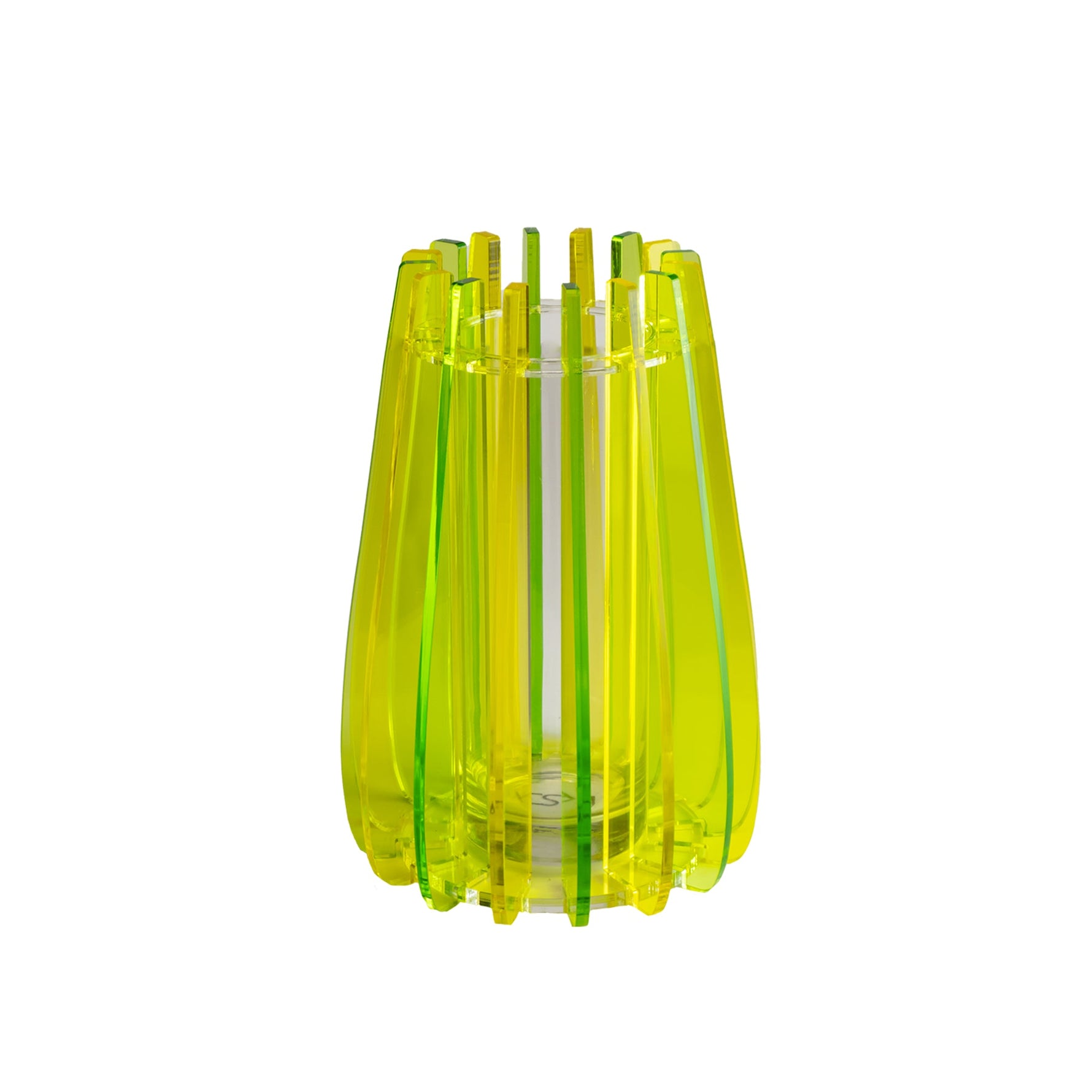 vaso iride verde vesta home dettaglio prodotto cristallo acrilico trasparente design moderno luminoso