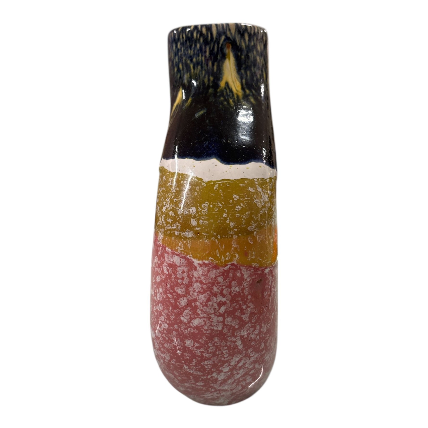 Vaso in ceramica tricolore con effetto sfumato, vista laterale