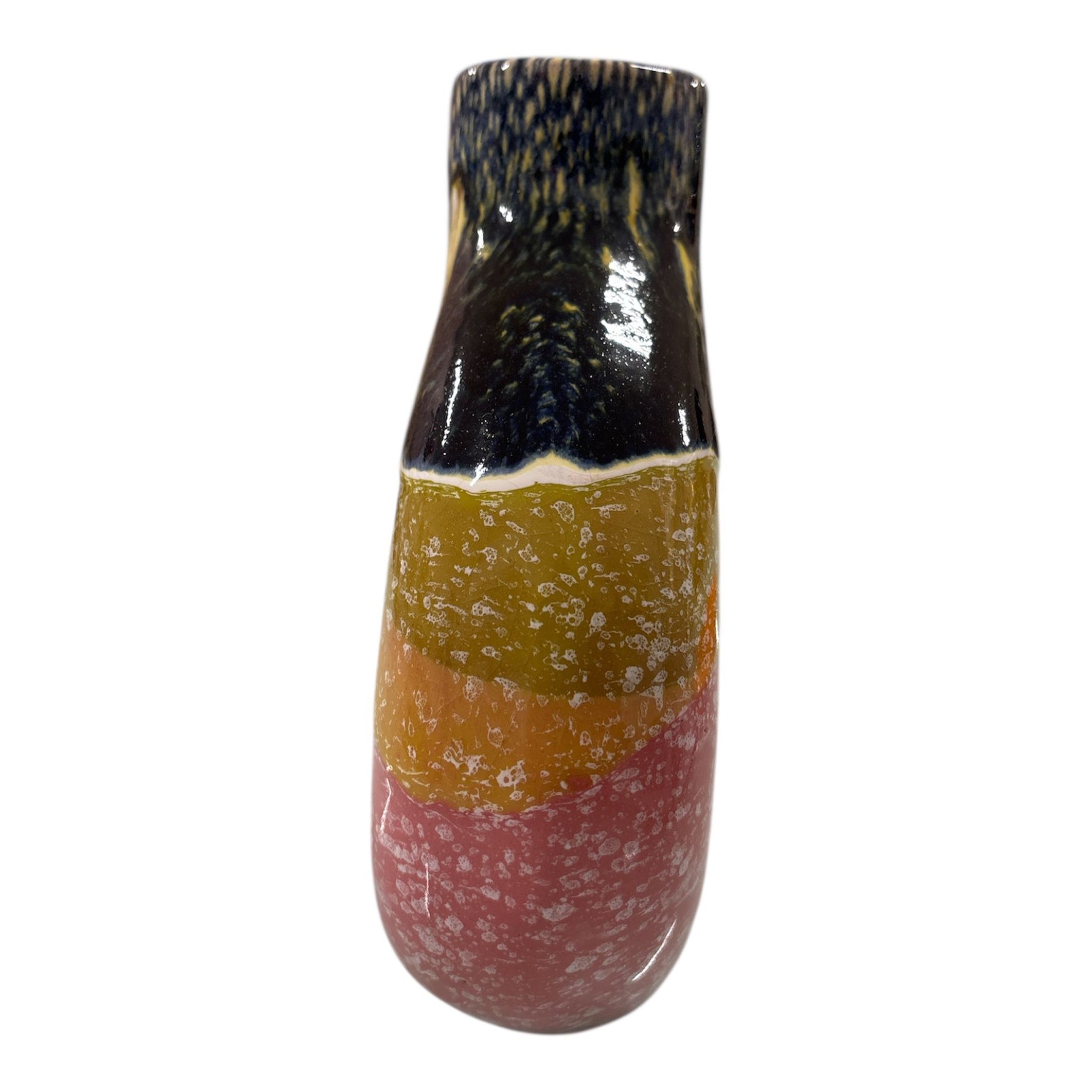 Vaso in ceramica tricolore con effetto sfumato, vista laterale