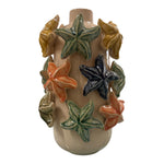 vaso alto in ceramica con stelle marine multicolor in rilievo design mediterraneo