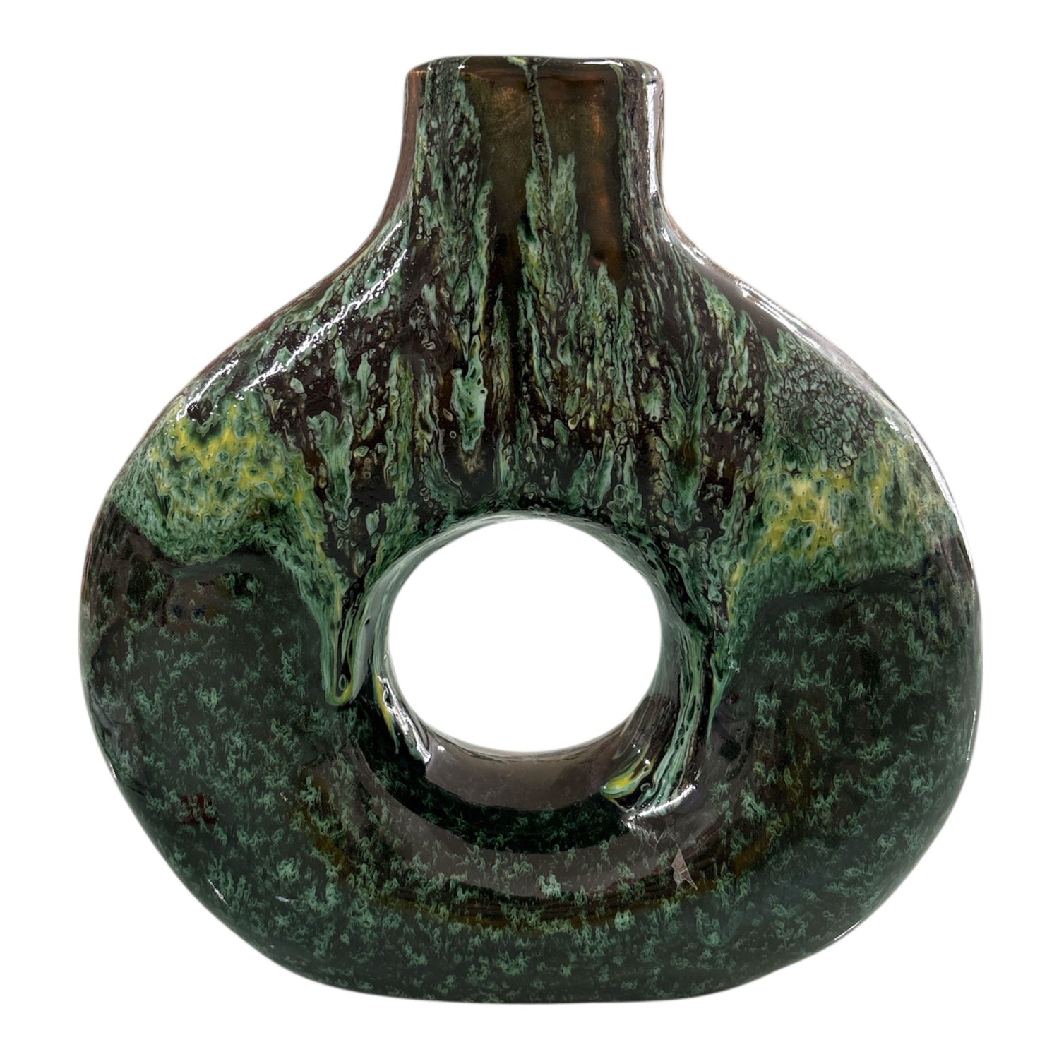 Green Wave Ceramic Vase: Artistic Design for an Elegant Home
