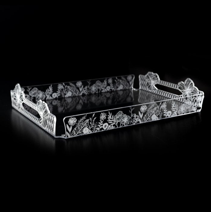 Large tray Like Water line in acrylic crystal - Vesta collection (45 cm x 31 cm)