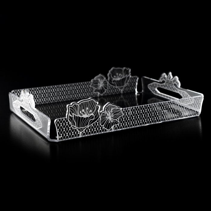 Vassoio piccolo Le Jardin di Vesta in acrilico infrangibile con decoro floreale, ideale per uso outdoor o nautico,misura altezza 6.2 cm larghezza 32 cm profondità 22 cm