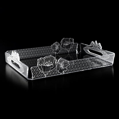 Large tray Like Water line in acrylic crystal - Vesta collection (45 cm x 31 cm)