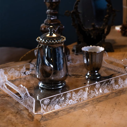 Large tray Like Water line in acrylic crystal - Vesta collection (45 cm x 31 cm)