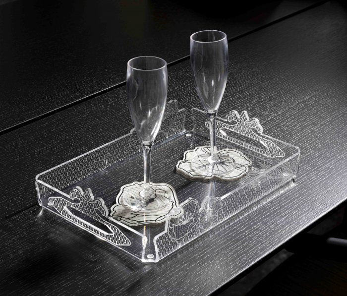 Large tray Like Water line in acrylic crystal - Vesta collection (45 cm x 31 cm)