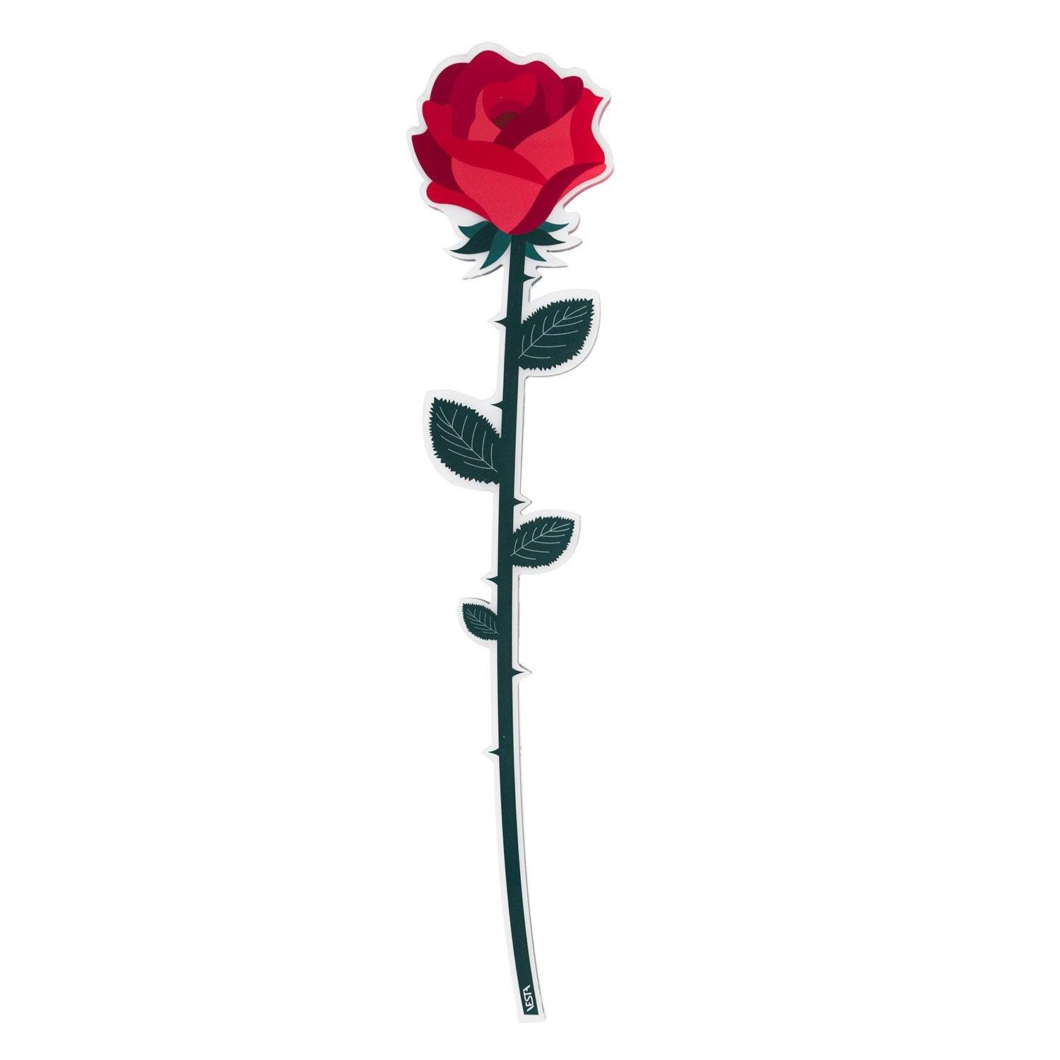 Rosa in plexiglass Funny Flowers Vesta, fiore decorativo rosso simbolo di passione.