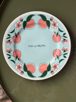 piatto Viva la Frutta pesche diametro 21 cm fondo azzurr