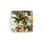 Svuotatasche quadrato Exotic Jungle White Simone Guidarelli in porcellana con bordo oro